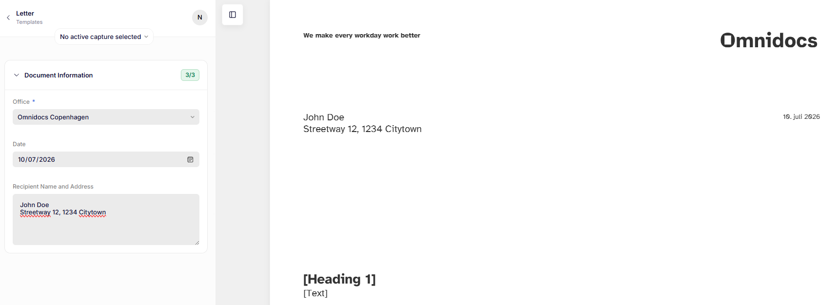 Preview of document with filled out form