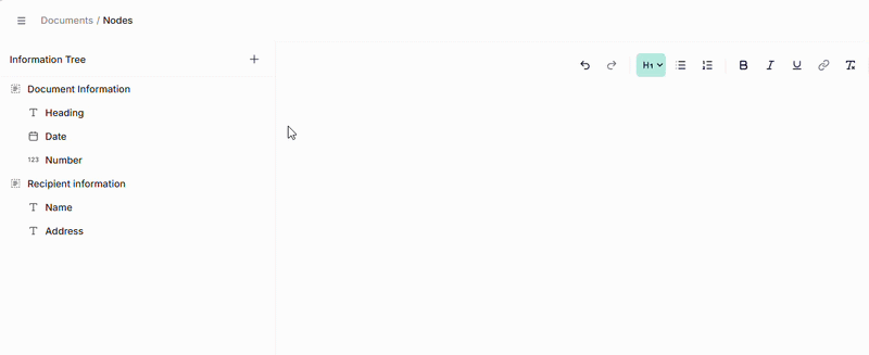 Insert a building block into a template