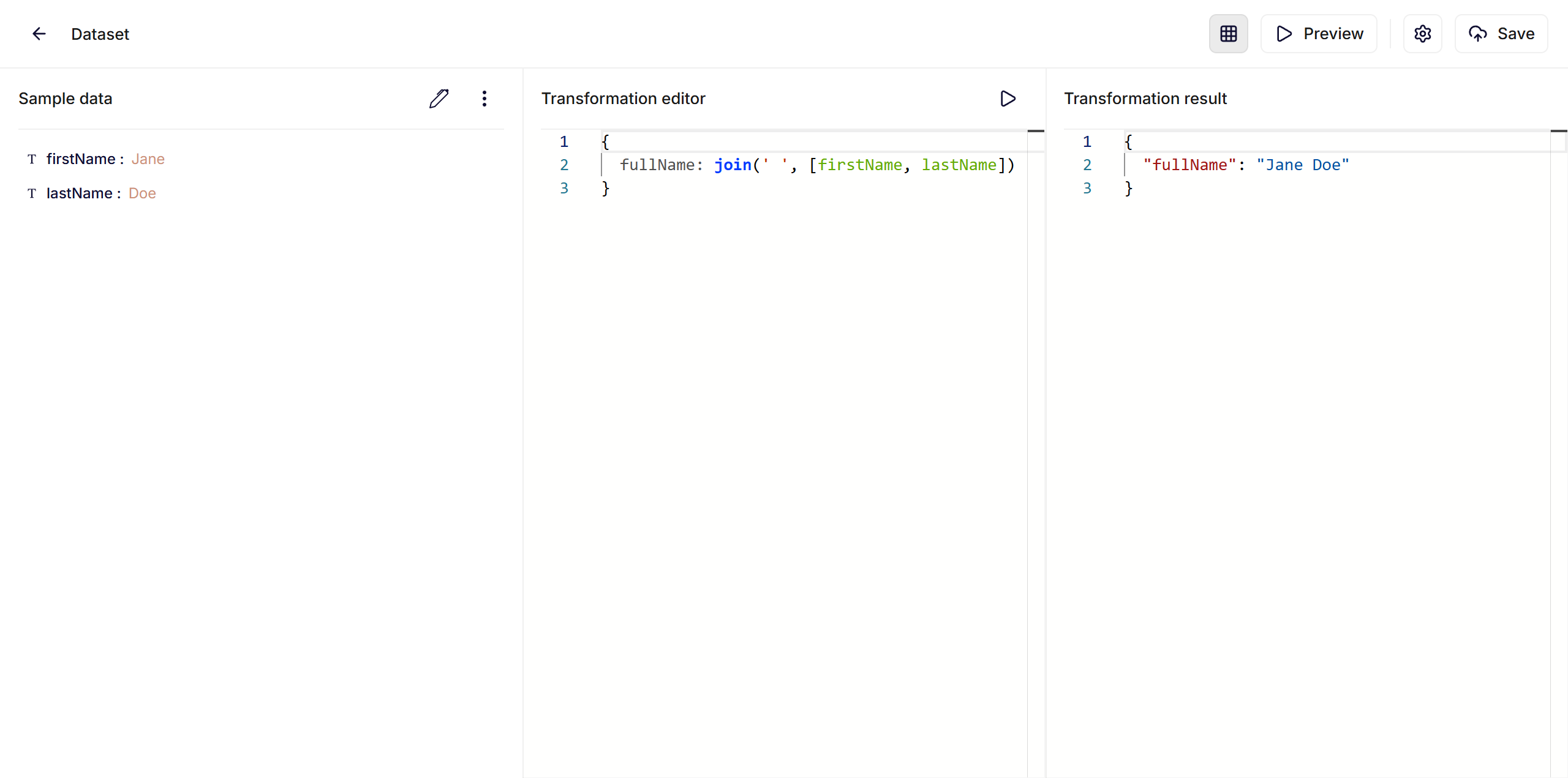 Overview of the dataset tab