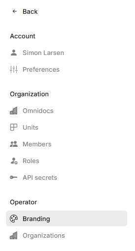 Menu with "Operator" section