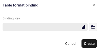 Table format binding