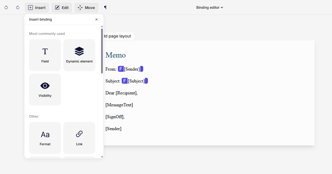 Binding editor