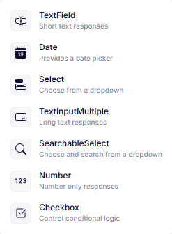 The allowed form field types.