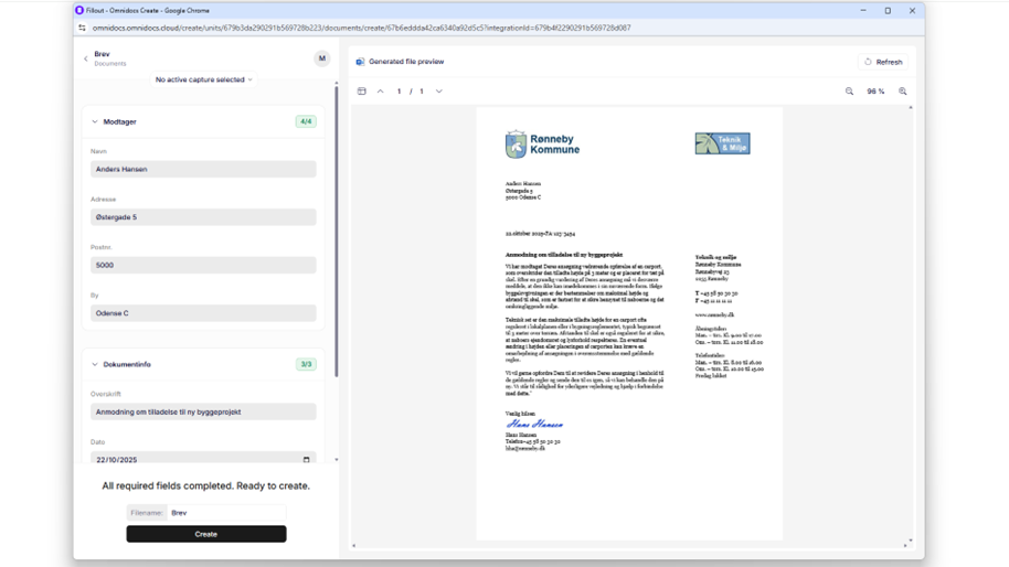 The Create App - Building a document