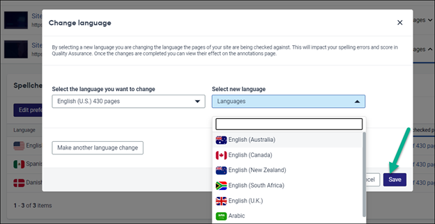 change language modal