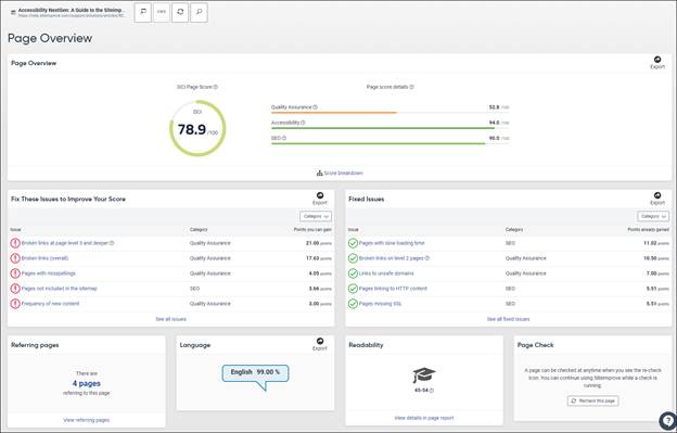 Page Inspector Overview page