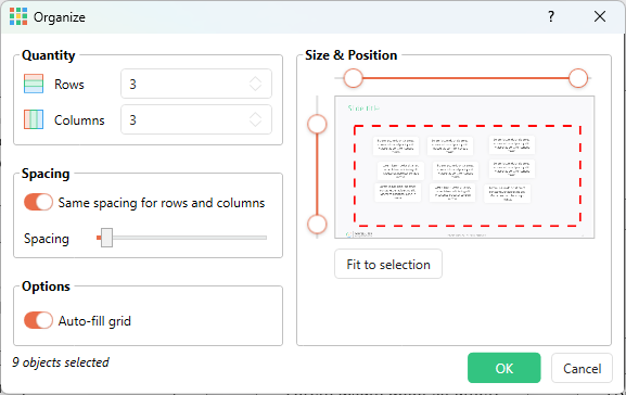 Power-user l Organize shapes dialog box