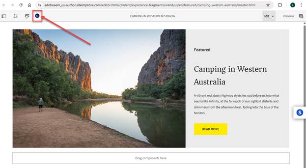 Screenshot highligting the Prepublish check button in AEM Experience Fragments