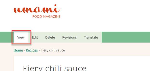 Screenshot of selecting View mode in Drupal