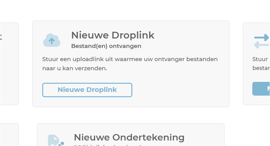 Een nieuwe Droplink starten vanuit het dashboard van SecuDoc