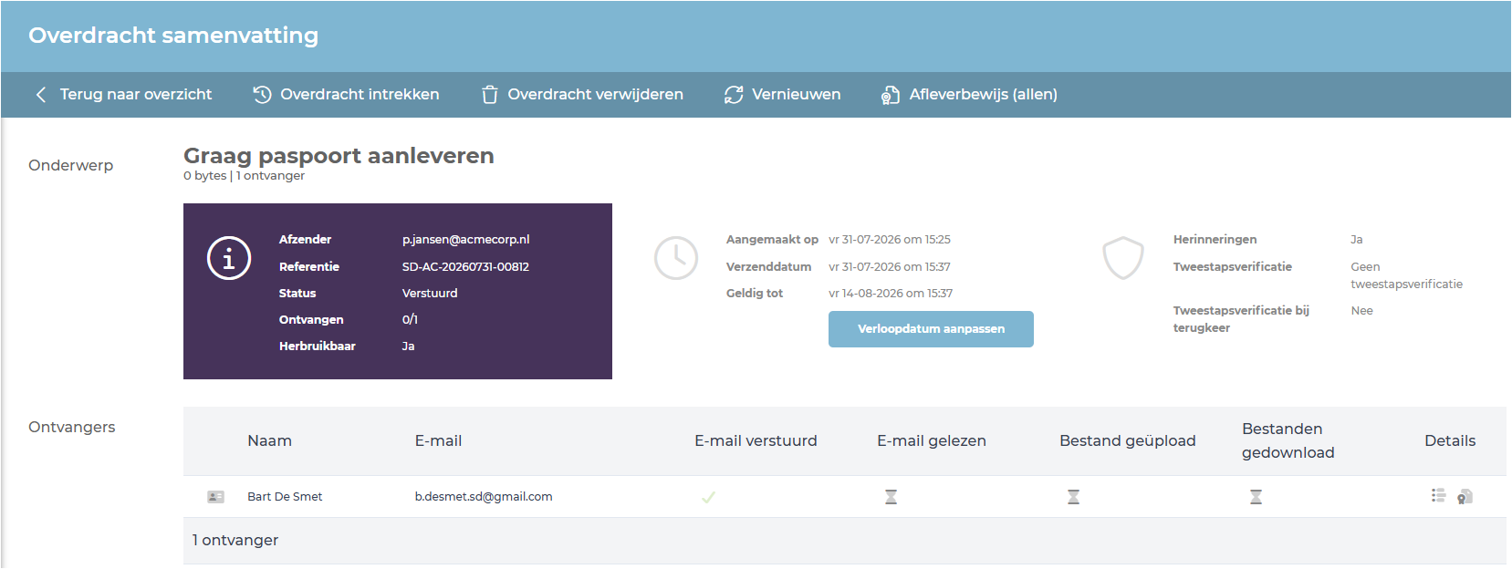 Audit trails van een SecuDoc Droplink
