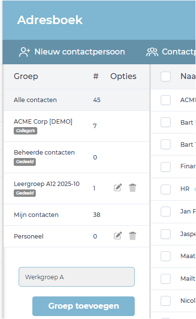 Een nieuwe groep toevoegen in het adresboek van SecuDoc