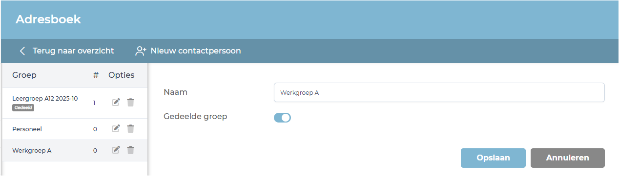 Een groep in het SecuDoc-adresboek delen met alle gebruikers binnen de organisatie
