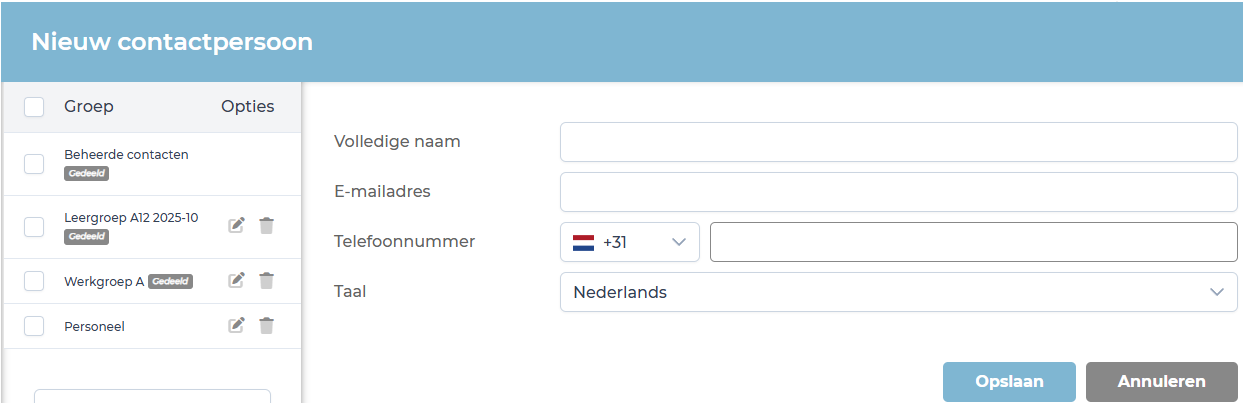 Een nieuw contactpersoon aanmaken in het adresboek van SecuDoc