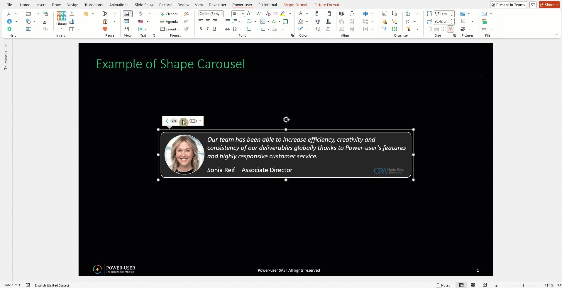 Example of a Shape Carousel created with Power-user in PowerPoint