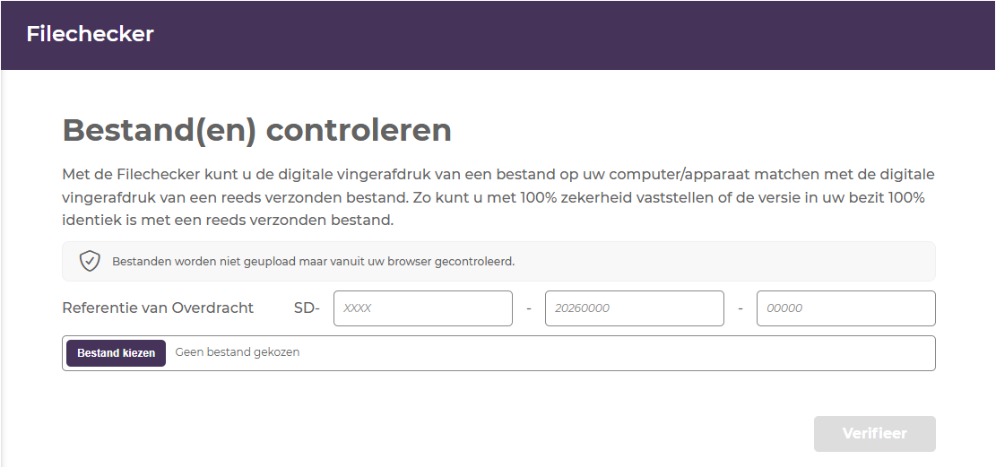 Een SD-nummer en bestand invoeren in de SecuDoc Filechecker