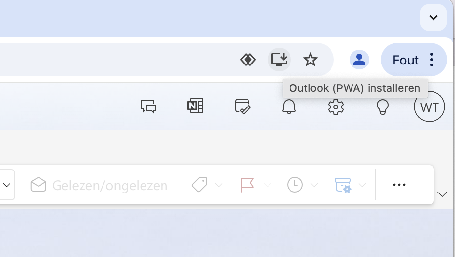 Outlook als Progressive Web App installeren vanuit Google Chrome