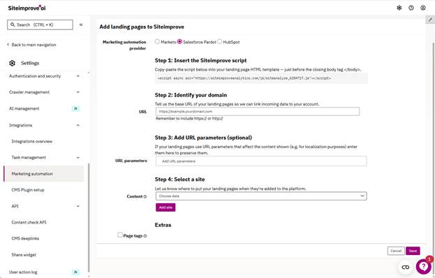 Pardot Marketing Automation Integration Configuration Options