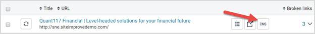 Screenshot showing the CMS button on the platform. The button has the text 'CMS' on it.