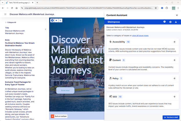 Screenshot of Prepublish check completed in side panel