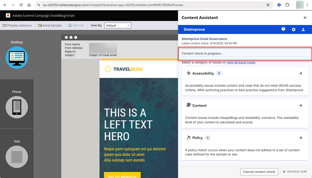 Screenshot of Prepublish check processing 
