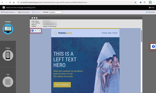 Screenshot of email compliance integration tab and widget