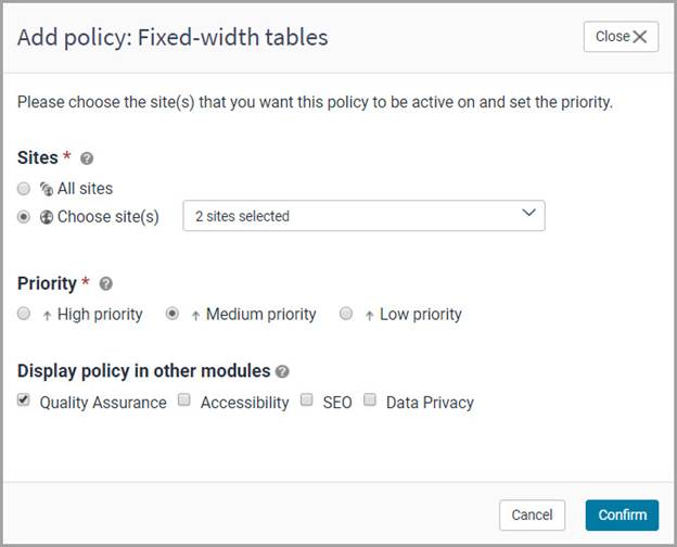 Copilot said: Choose sites you want this policy to be active and the priority.