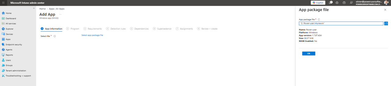Intune l Select app package file