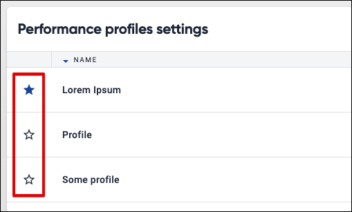 showing you can set a favorite profile using the star icons to the left of the profile name.