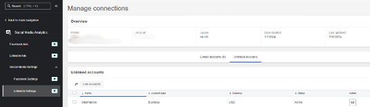 The "Manage connections" page within the Siteimprove Platform