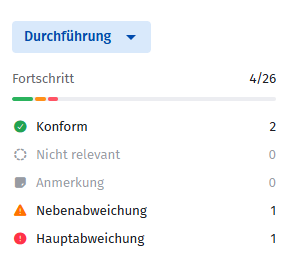 Fortschrittsanzeige im rechten Panel des Audits