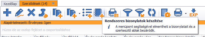 Rendszeres bizonylat kiállítás szerződésből 1