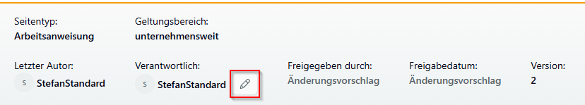 Kopfzeile mit Seitenverantwortlichkeit und Stift-Symbol
