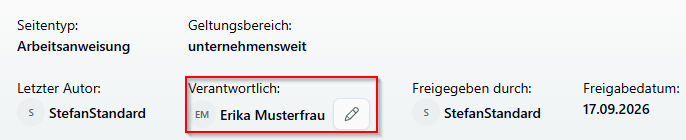 Modal 'Verantwortlichen ändern' mit Suchfeld und aktuellem Verantwortlichen