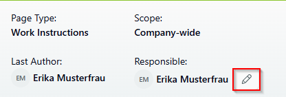 Header with page ownership and edit icon