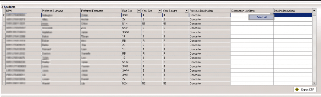 A picture showing the SIMS CTF export screen, part 3