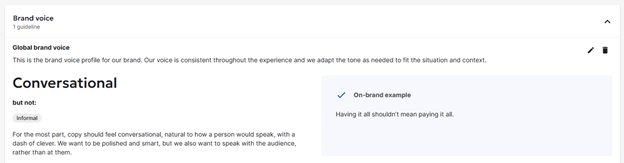 Screenshot of Brand voice guideline example