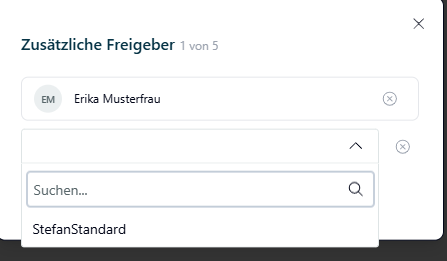 Fenster mit Suchfeld zur Auswahl der zusätzlichen Freigeber