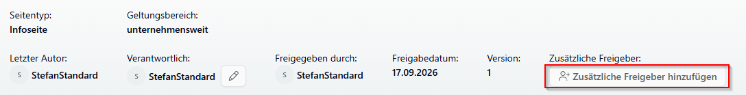 Kopfzeile der Seite mit Feld Zusätzliche Freigeber