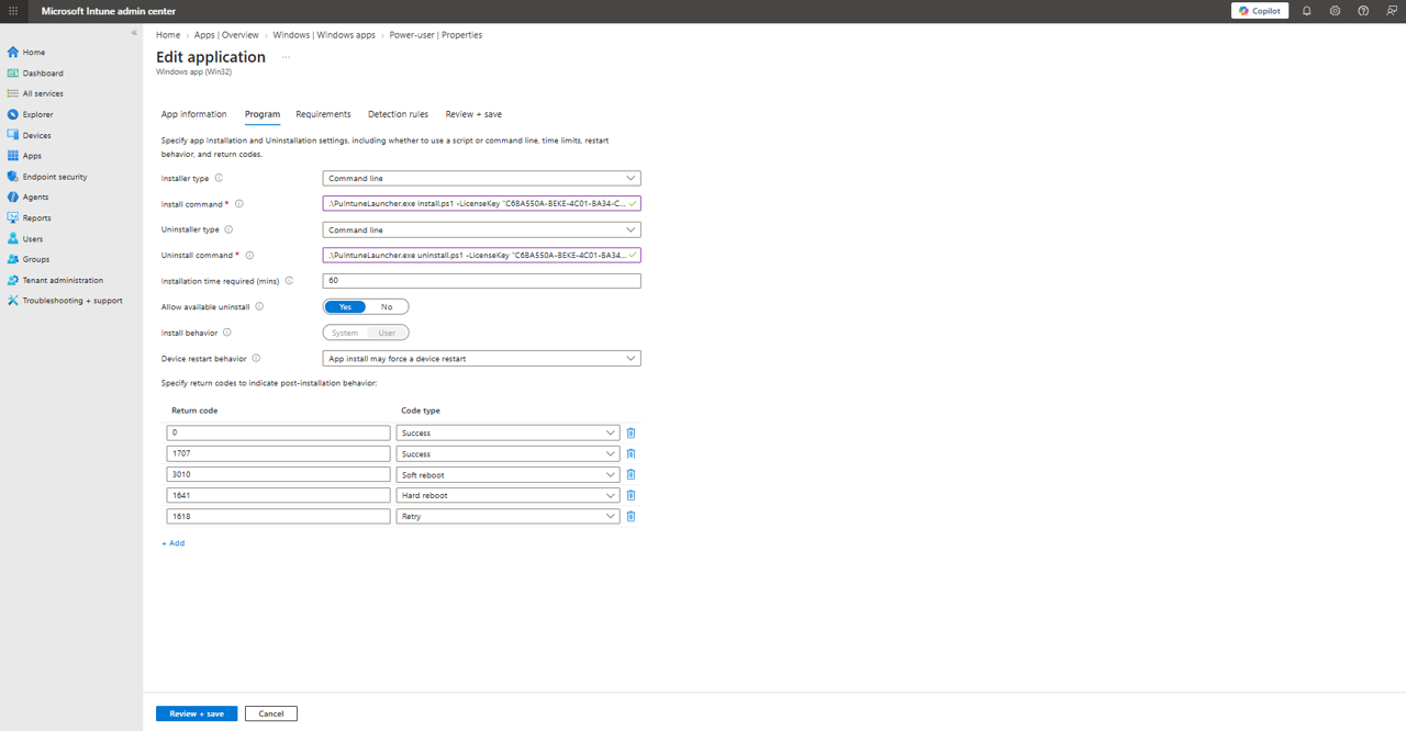 Intune l Program tab