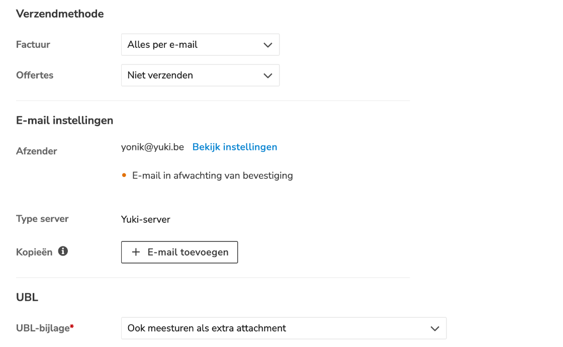 Afzender in afwachting van bevestiging