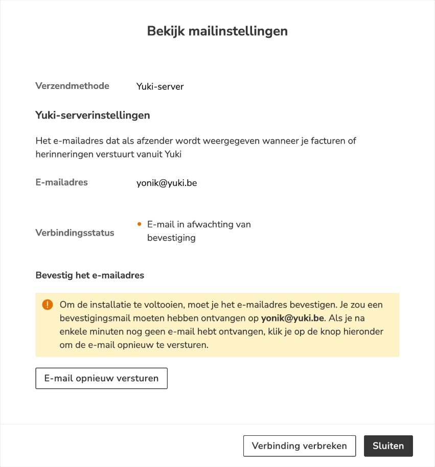 Bekijk mailinstellingen
