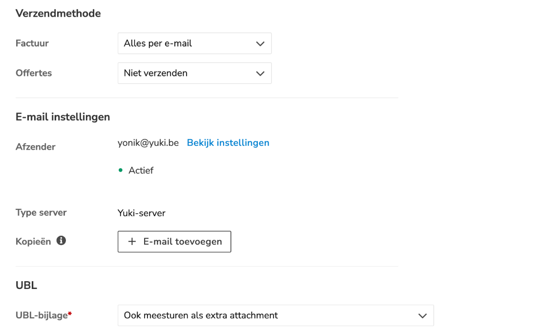 Afzender actief