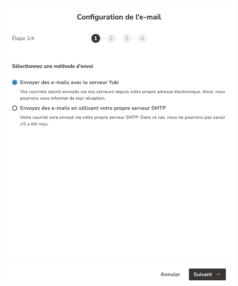 Étape 1 : choisir la méthode d'envoi