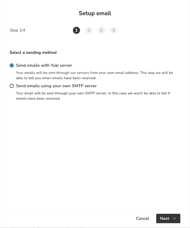 Step 1: choose the sending method