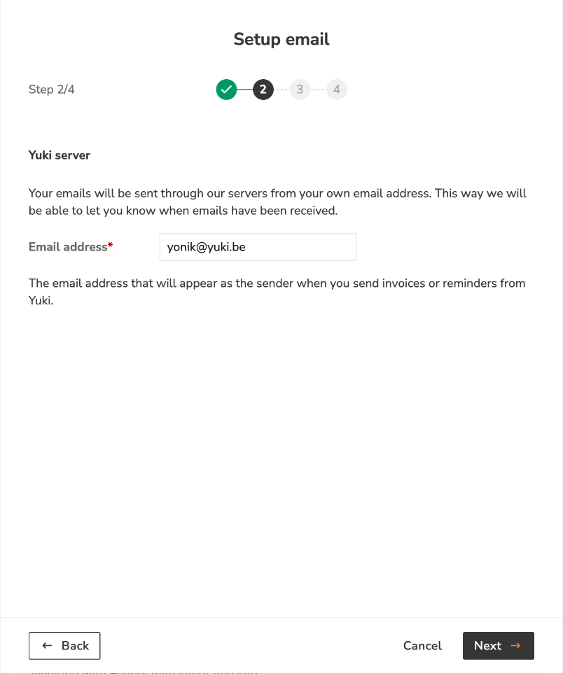Step 2: enter the email address