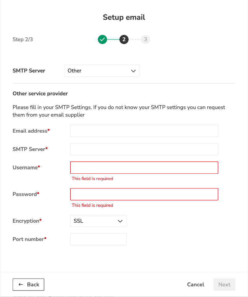 SMTP server Other