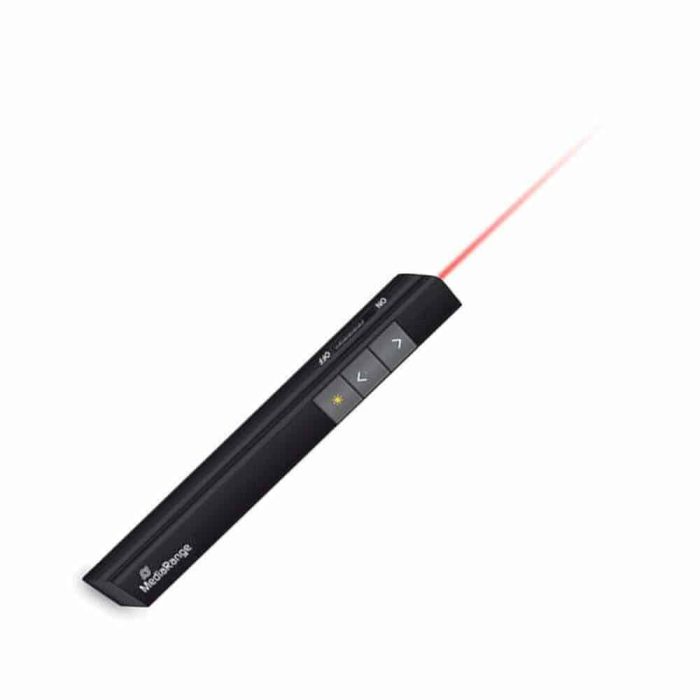 MEDIARANGE 3-BUTTON WIRELESS PRESENTER WITH RED LASER POINTER MROS221 - Image 1