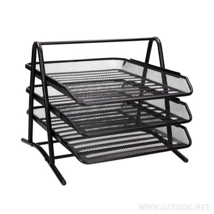 TTO METAL 3-TIER LETTER TRAY BLACK 404267