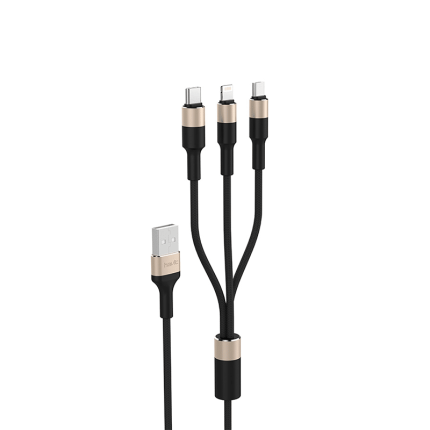 HAVIT TRIPLE CHARGING CABLE USB TO Lightning + USB-C + microUSB 1.2M BLACK H691